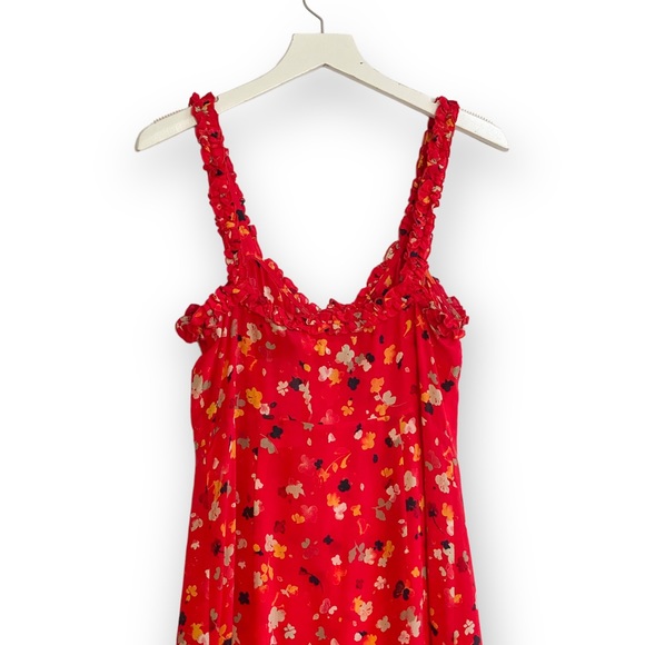 Realisation Par Juliet Silk Midi Dress in Rouge Fleur Size M - Picture 5 of 11